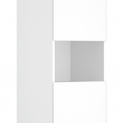 KEUCO STAGELINE Высокий шкаф-пенал, 1 дверца, петли справа, с подсветкой, 400x1800x360 мм, к./ф.: инокс матовый (лак матовый)/инокс матовый (стекло)