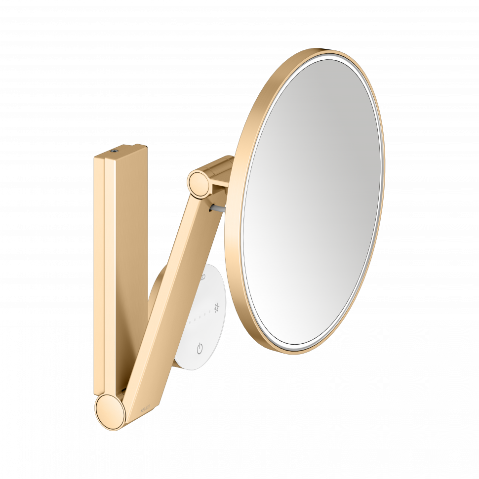 KEUCO iLook_move Косметическое зеркало с подсветкой, круглое, сенсорное, увелич. х5, латунь шлиф.